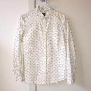 Jcrew white polkadot button down size small